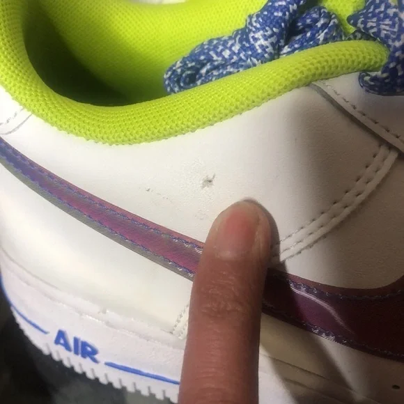 Nike Air Force one white /multi colored medium blue sneakers size 6y​ - Picture 5 of 11